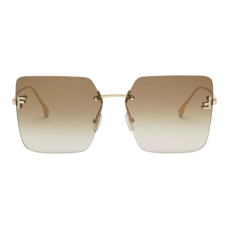FENDI Metal Irregular Shape Sunglasses Women's Gold-1