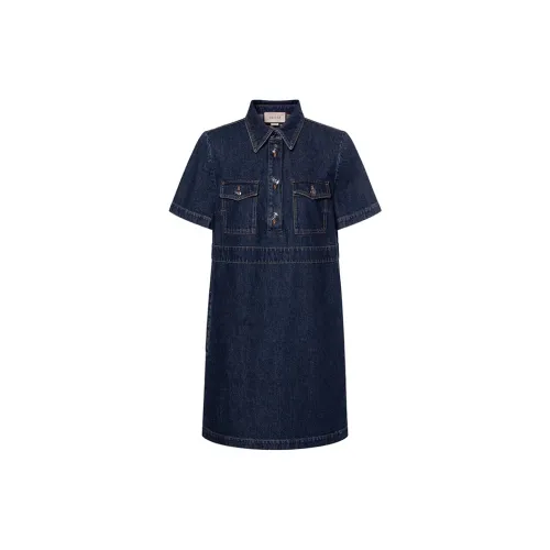 GUCCI Short-Sleeved Dresses Women's Dark Blue