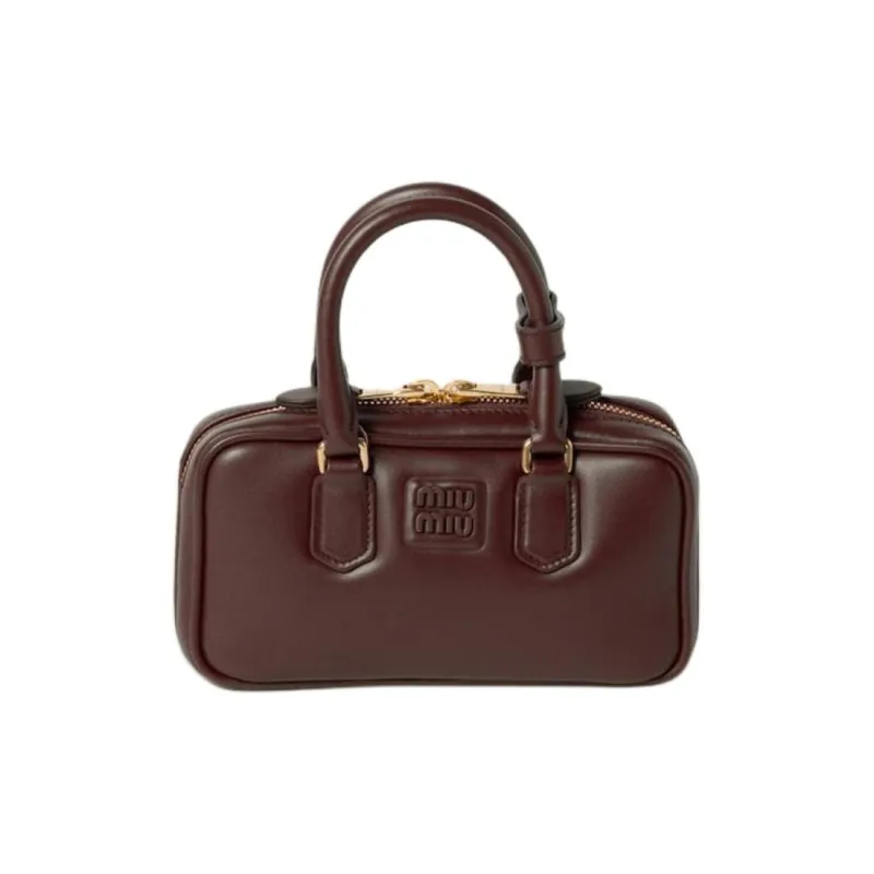 MIU MIU Arcadie Series Leather Shoulder Bag, Crossbody Bag, Handbag Mini Women's Briarwood-0