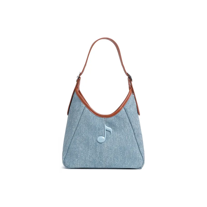 KKA Fabric With Denim Handbag, Shoulder Bag, Crossbody Bag Regular Women's Blue/Ecru/Khaki-2