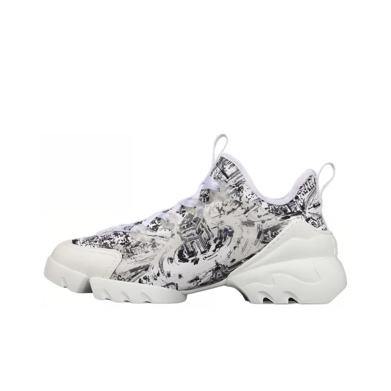 DIOR D-Connect Low-Top Casual Shoes Women's White Black-0