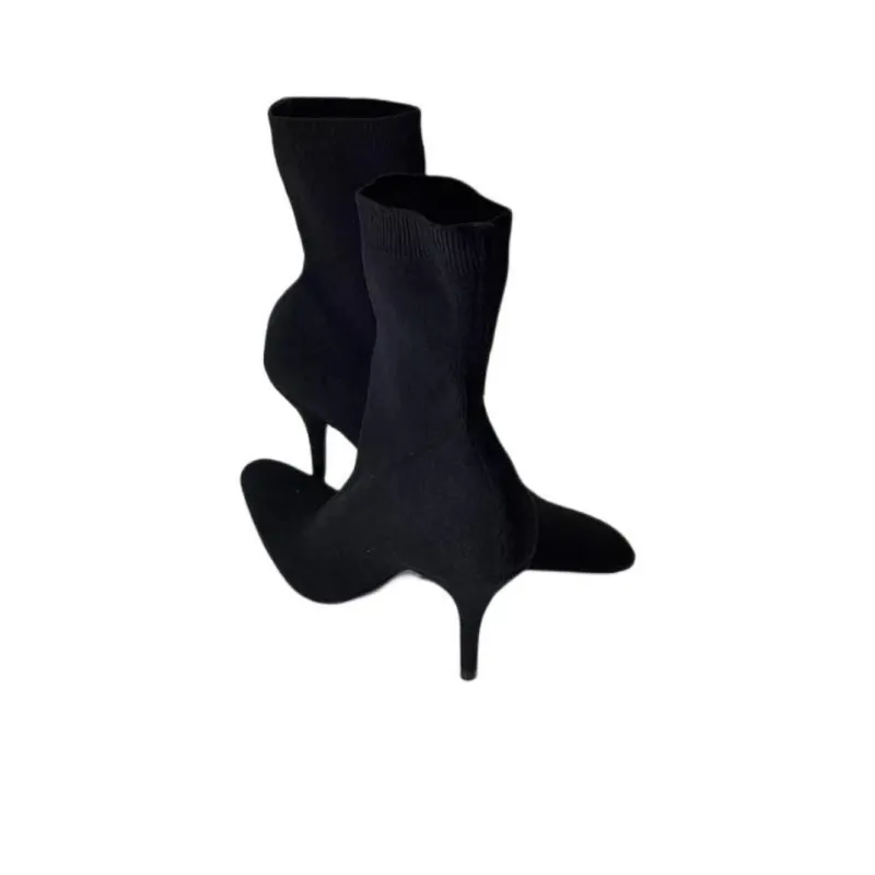 Balenciaga Logo Sock Boots 'Black' Women's-4