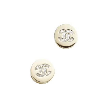 CHANEL Rhinestone Earrings Women's Gold