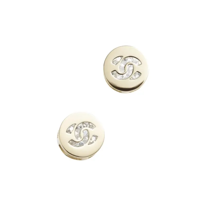 CHANEL Rhinestone Earrings Women's Gold-0