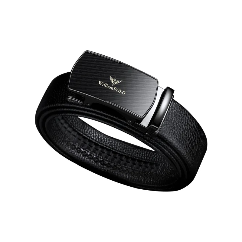 WilliamPOLO Cow Leather Leather Belts Men's Gunmetal 3.5cm Width-1