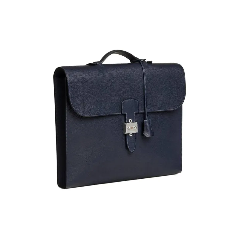 HERMES Sac A Depeches Calfskin Handbag Men's 2Z Bleu Nuit Midnight Blue-1