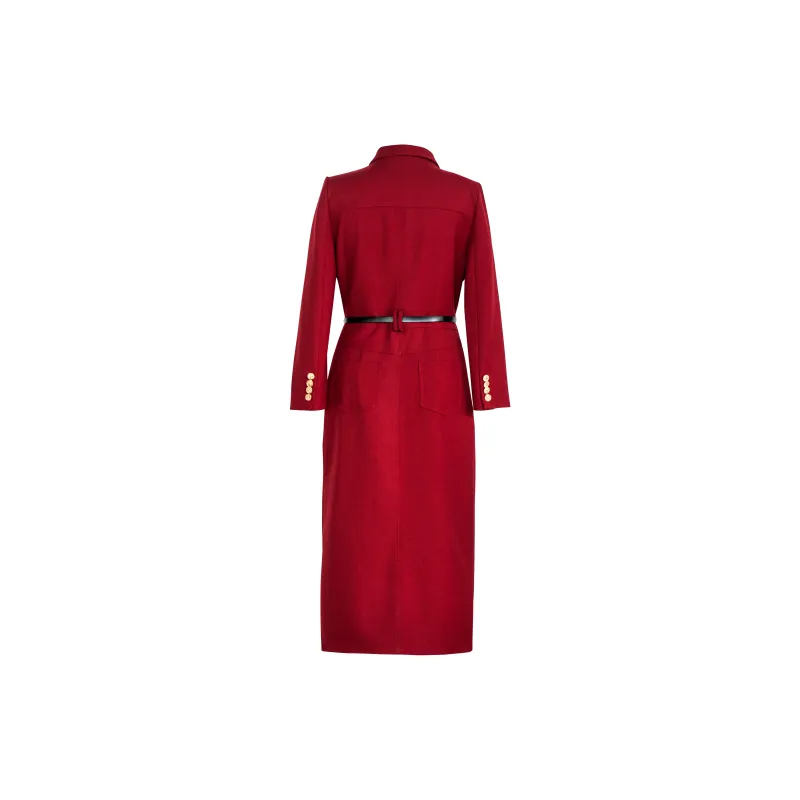 ROEYSHOUSE Long Sleeved Dresses Women's Burgundy-1