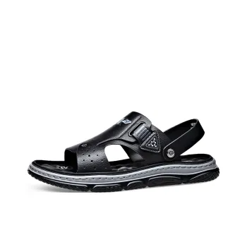LAORENTOU Beach Sandals Men Black/Khaki