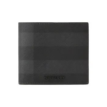 Burberry Leather Wallet Men's Charcoal Gray