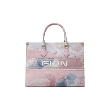 FION Cow Leather Fabric One Shoulder Handbag Women's Pink
