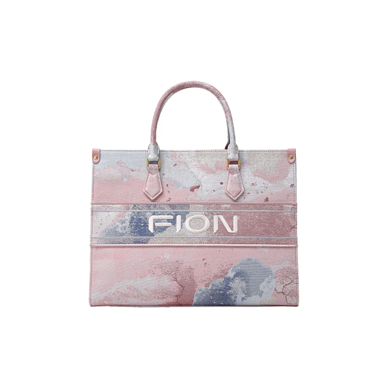 FION Cow Leather Fabric Handbag, Shoulder Bag Tubas Women's Pink-0