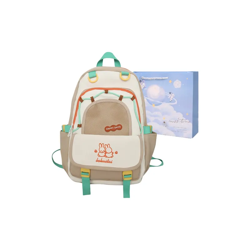 Duoluplo Doron Paul Nylon Backpack Regular Women's Black/Light Blue/Purple/Khaki-0