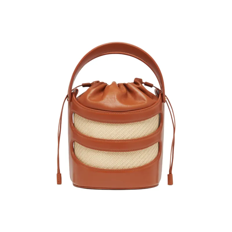 Alexander McQueen Calfskin Bucket Bags Shoulder Bag Crossbody Bag Handbag Regular Women's Brown & Natural-3