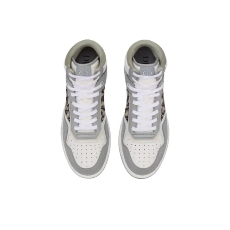 DIOR B27 High Top Gray White Beige Black DIOR Oblique Jacquard-4