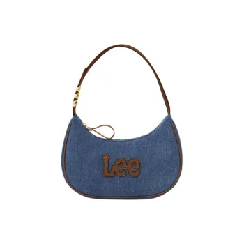 Lee Fabric+Artificial Leather Shoulder Bag, Crescent Bag, Shoulder Bag Regular Women's Denim Blue