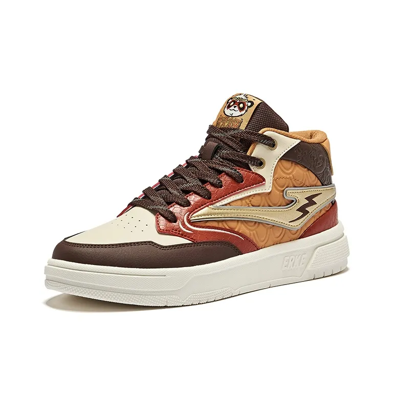 Erke Battery Panda 3lite Qitian Dasheng Durable Breathable High Top Skateboard Shoes Men's Caramel Yellow Brown Coffee-2