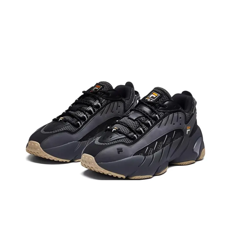 FILA FUSION ADE Cushioned Wear Resistant Breathable Low Top Running Shoes Men's Black-4