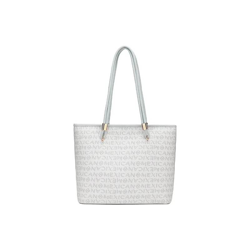 MEXICAN PVC Leather Tote Bag, Shoulder Bag, Handbag Women's Glacier Blue/Mocha Coffee/Creamy Apricot-2