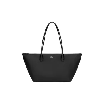 LACOSTE PVC Tote Bag Shopping Bag Shoulder Bag Handbag Large Size Women's Black
