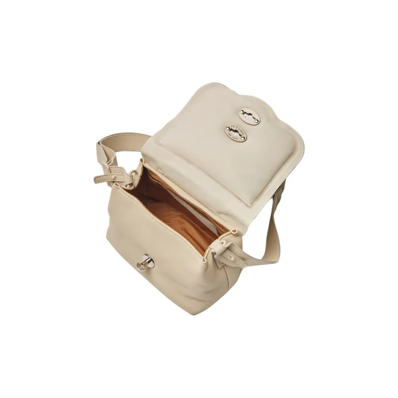 Zanellato Calfskin Shoulder Bag Crossbody Bag Handbag Small Size Women's White Vanilla Macaroon-3