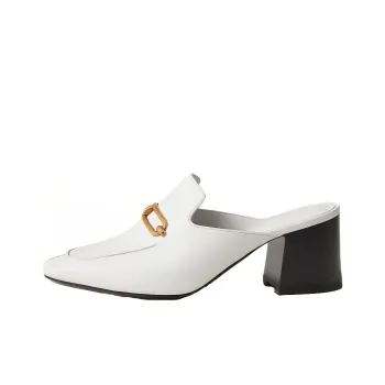 HERMES Gisele Genuine Leather Sole Wrap-toe Slippers Women's White