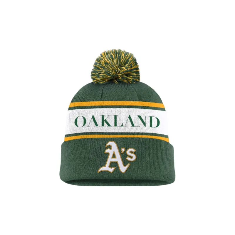 Nike Oakland Athletics Team Stripe Peak Men's Nike Mlb Cuffed Pom Beanie-1