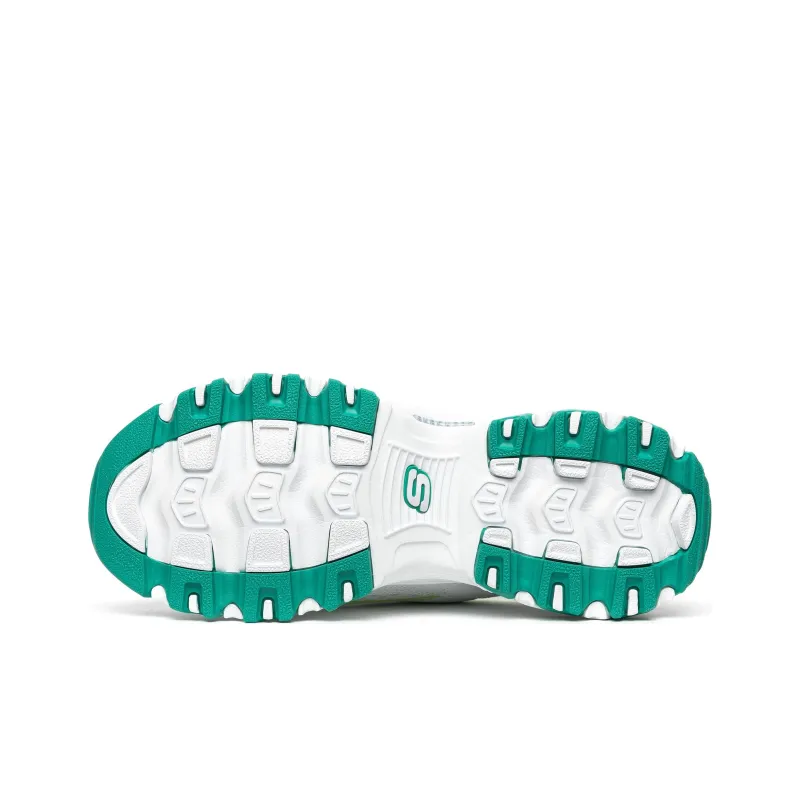 Skechers D'LITES 1.0 Anti Slip Wear Resistant Low Top Chunky Sneakers Women's White Green-6