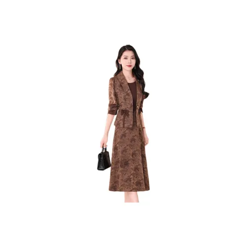 Mylan Two Piece Skirt Sets Women's Coffee