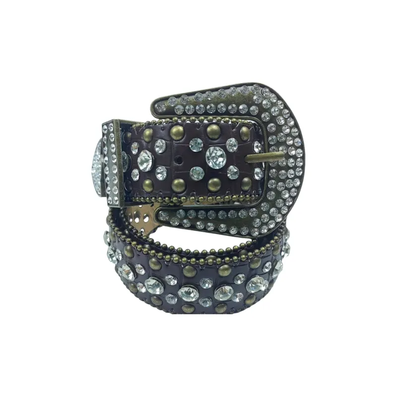 Emperor Penguin Rhinestone Korean Style Jeans With Crystal Inlay Decoration PU Leather Belts Women's 3.8cm-1