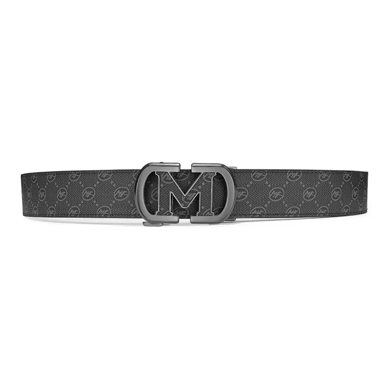 FAIRWHALE Pvc Leather Belts Men's Black Width 3.5CM-4