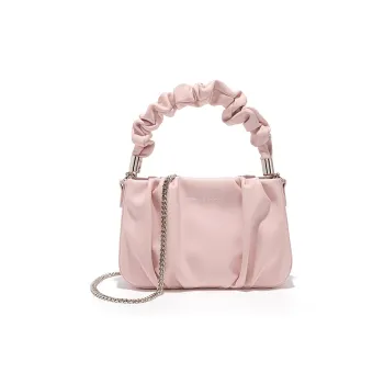 CLEVER& KETCH Nappa Texture Fabric Cloud Bag, Shoulder Bag, Handbag Women's Pink/Black/Ecru