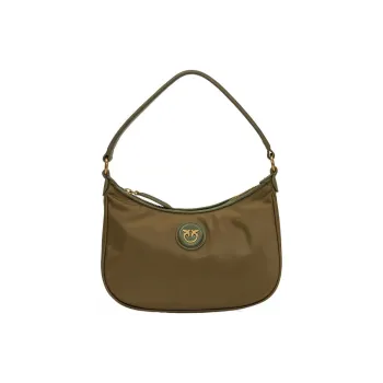PINKO Half Moon Series Polyamide Crescent Bag, Portable Crossbody Bag, Shoulder Bag Women's Green