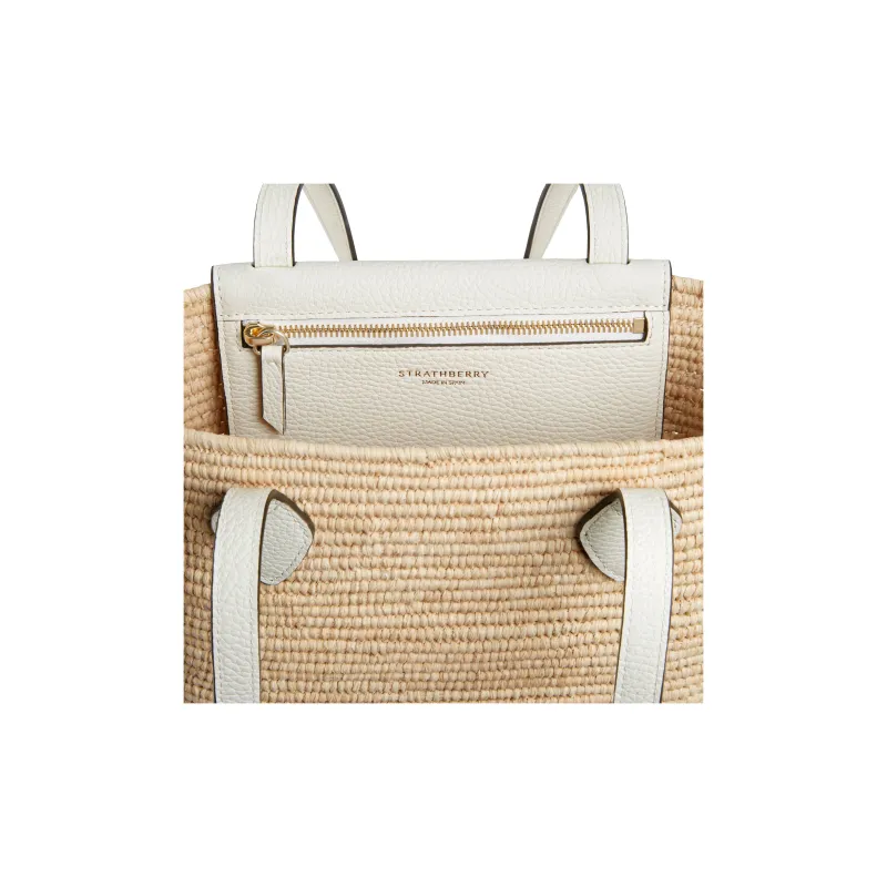 Strathberry Grained Calfskin Pinyali Grass Handbag Shoulder Bag Small Size Women's Natural & White-4