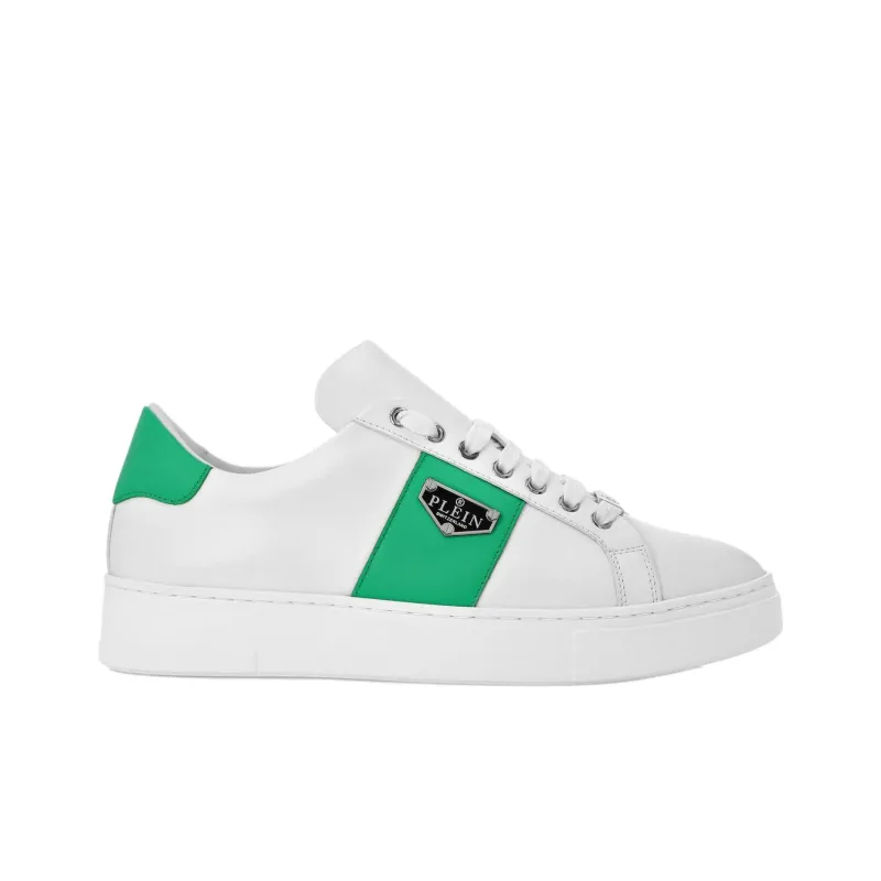 PHILIPP PLEIN Lo Top Low Top Skateboard Shoes Unisex White Green-1