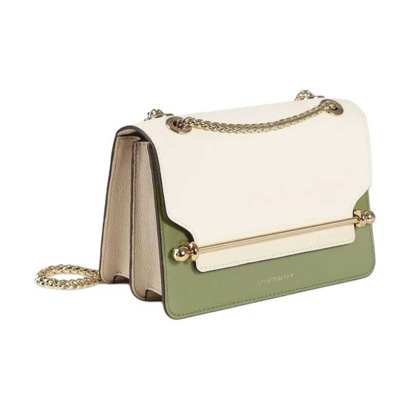 Strathberry Smooth Calf Leather Shoulder Bag Crossbody Bag Mini Women's Green & White-1
