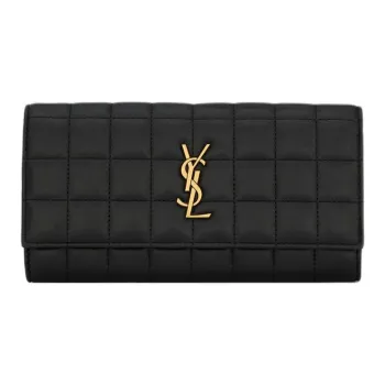 SAINT LAURENT CASSANDRE Lambskin Wallet Tubas Women's Black