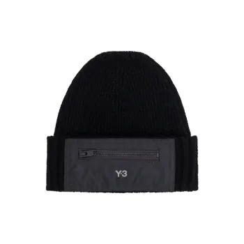 Y 3 Logo Printed Ribbed Knit Beanie