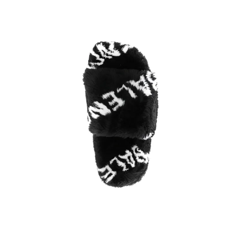 Balenciaga Women's Furry Slides 'Allover Logo - Black'-3
