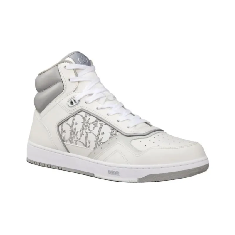 DIOR B27 High White And Gray Smooth Calfskin With White DIOR Oblique Galaxy Leather-2