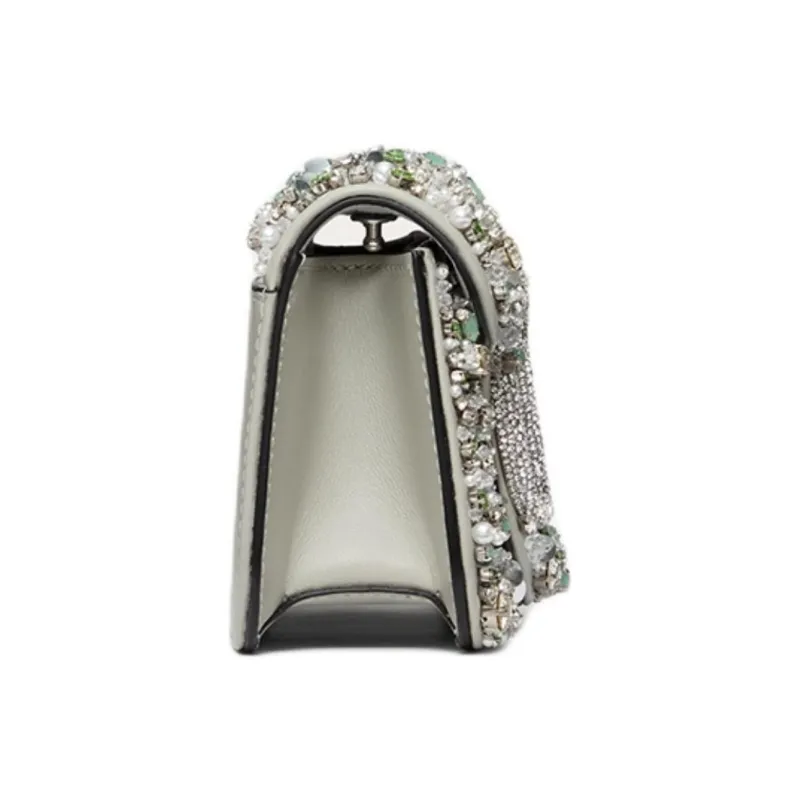 Valentino Faux Crystal Shoulder Bag, Crossbody Bag, Handbag Trumpets Women's Crystal & Light Gray-2
