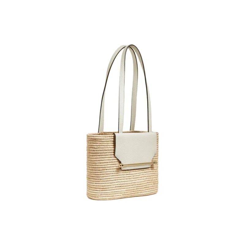 Strathberry Grained Calfskin Pinyali Grass Handbag Shoulder Bag Small Size Women's Natural & White-1
