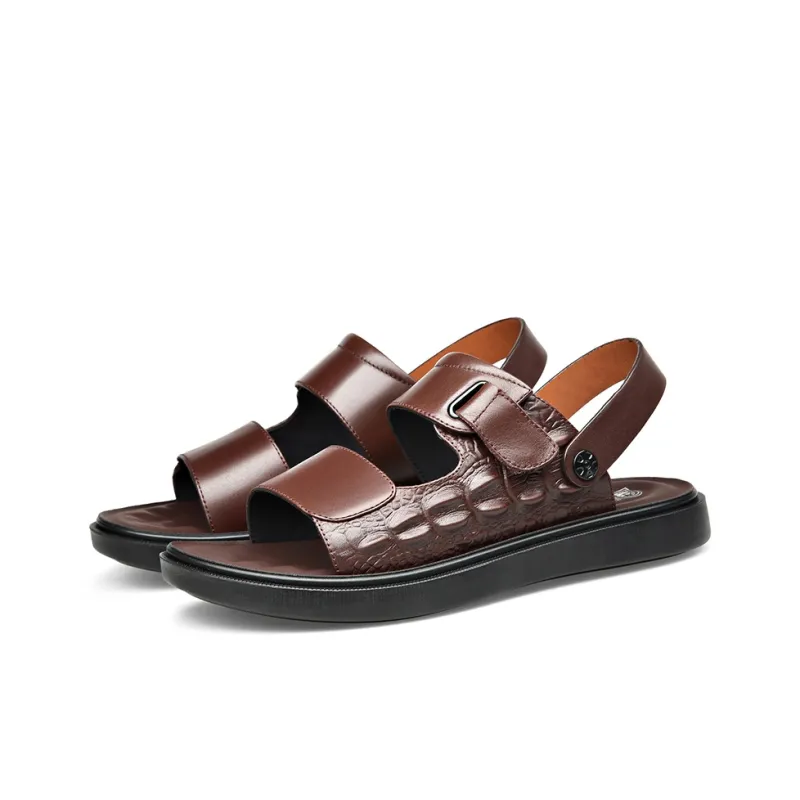 LAORENTOU Beach Sandals Men Black/Brown-3