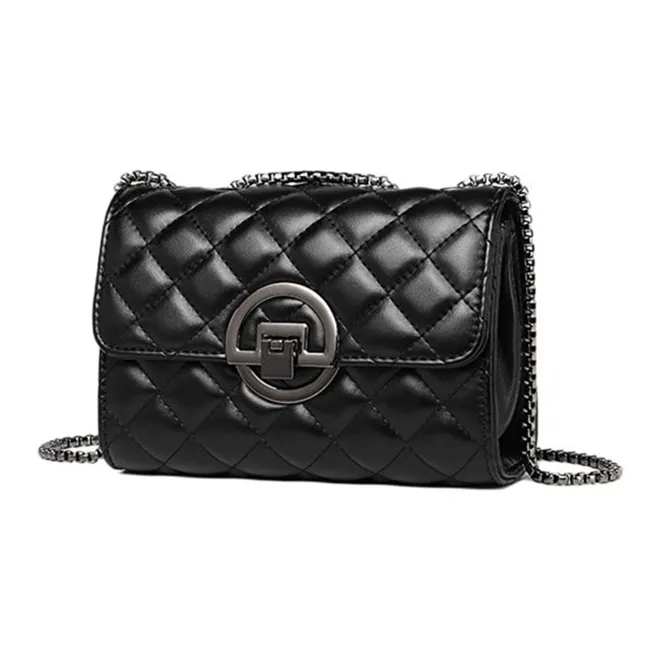Carksky Leather Small Square Bag Shoulder Bag Crossbody Bag Women's Black/White-1