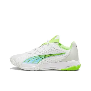 PUMA Nova Slip Resistant, Abrasion Resistant, Lightweight Low Top Training Shoes Unisex White Green