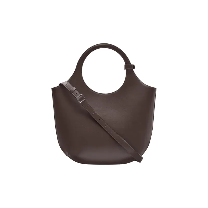 COURREGES Calfskin Handbag Shoulder Bag Medium Size Women's Bark Color-2