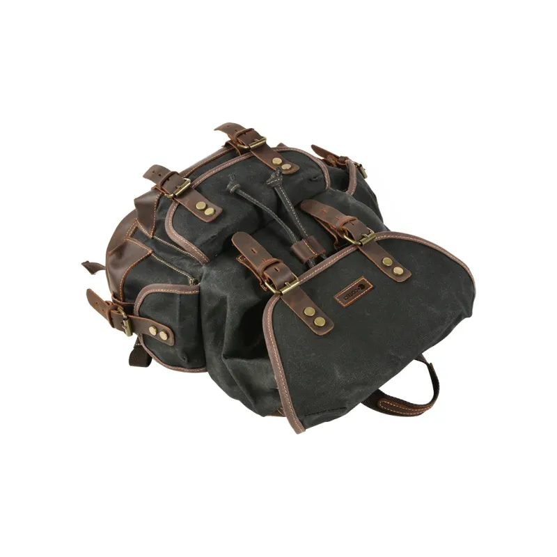 COTECi Top Grain Crazy Horse Cow Leather With Washable Canvas Backpack Tubas Men's Gray/Army Green/Black/Khaki-8