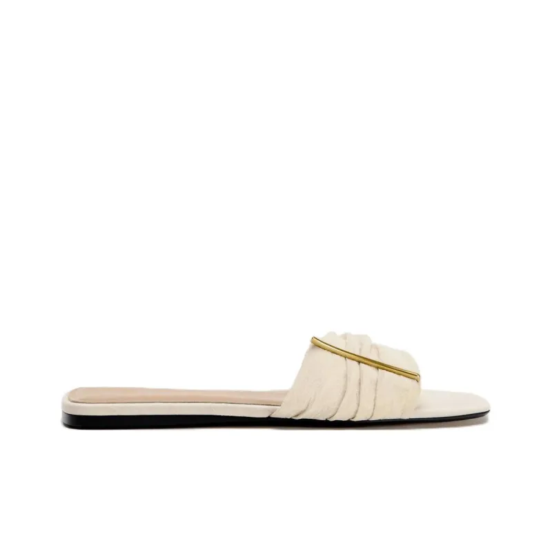 ZARA Slip-Resistant Slide Slippers Women's Light Beige Yellow-1