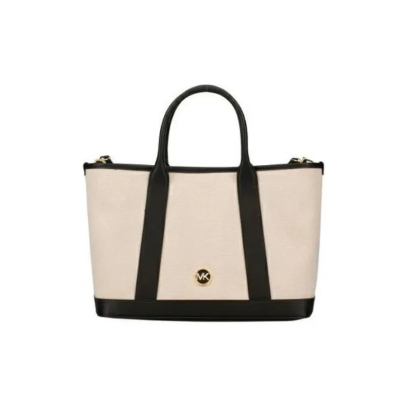 MICHAEL KORS Fabric Artificial Leather Shoulder Bag Crossbody Bag Handbag Medium Size Women's Ecru & Black-3