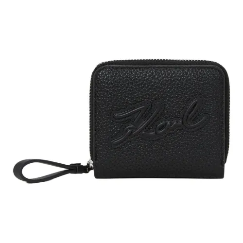 KARL LAGERFELD Cow Leather Wallet Womens White K/Skuare Grainy Bi fold Wallet