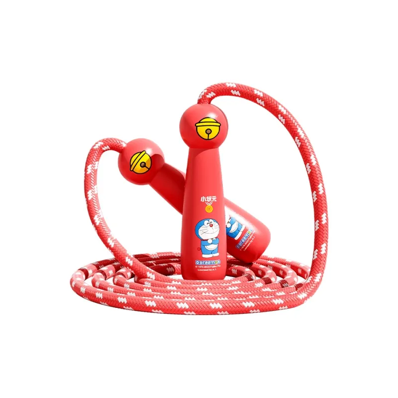 Papaison Fitness Training Non Countable Doraemon Jump Rope Kids Cotton Rope, Maple Wooden Handle 2.6m-3